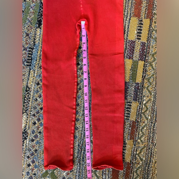 NWT Free People Movement 7/8 Ribbed Leggings M/L Coral / Bright Orange NEW - Picture 5 of 6